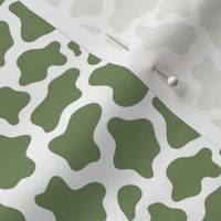 Small Scale Cow Print Sage Green on White