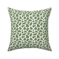 Small Scale Cow Print Sage Green on White