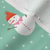 Christmas Snowmen on Mint Green