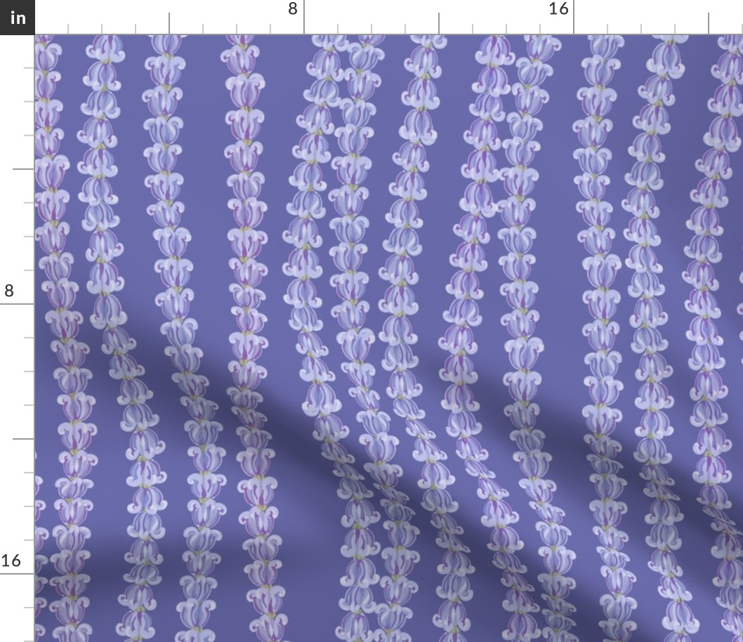 One Inch width Crown Flower Lei on Pantone Periwinkle color of the Year