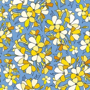 Hydrangea yellow on blue