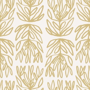 Golden Botanical Ink Painted Large Scale Wallpaper Bedding Duvet