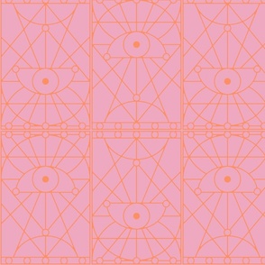 Eyes of Harmony Tile Large Scale in Pink Wallpaper Bedding Backsplash