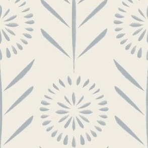 simple flowers - creamy white _ french grey blue 02 - hand drawn blooms