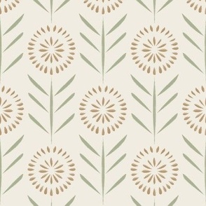 simple flowers - creamy white _ light sage green _ lion gold mustard - hand drawn blooms