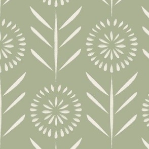simple flowers - creamy white _ light sage green - hand drawn blooms