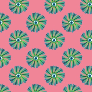 Eye flower - green and pink