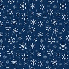 Winter Snowflakes Christmas Pattern on Navy Blue, Small