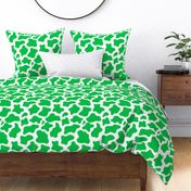 Large Scale Cow Print Grass Green on White