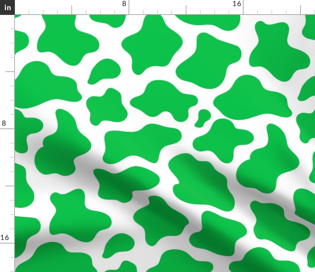 Large Scale Cow Print Grass Green on White