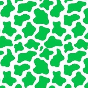 Small Scale Cow Print Grass Green on White