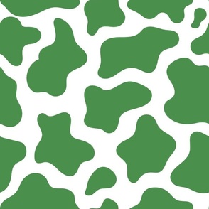 Large Scale Cow Print Kelly Green on White