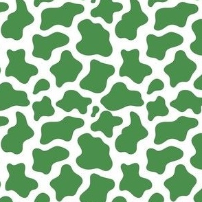 Small Scale Cow Print Kelly Green on White