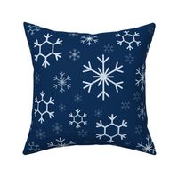 Winter Snowflakes Christmas Pattern on Navy Blue, Large