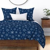 Winter Snowflakes Christmas Pattern on Navy Blue, Large