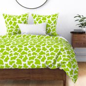 Large Scale Cow Print Lime Green on White