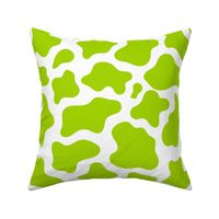 Large Scale Cow Print Lime Green on White