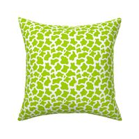 Small Scale Cow Print Lime Green on White