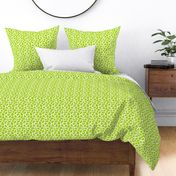 Small Scale Cow Print Lime Green on White