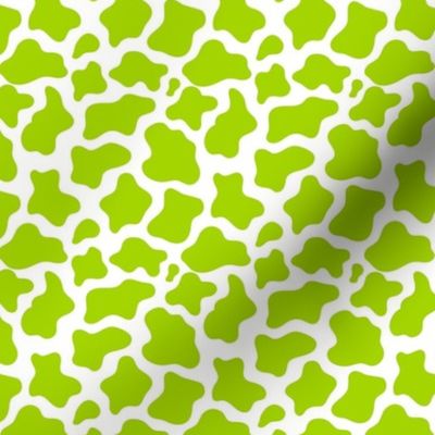 Small Scale Cow Print Lime Green on White