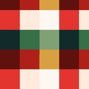 Christmas gingham plaid red, green and gold 8x8