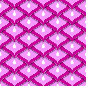 Scaly Dragon Skin and Pearls Geometric Ogee Fabric in Glowing Pink 9in
