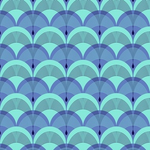 A Mermaid's Tail Scales in Blue and Sea Green (Art Deco Style)
