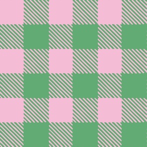 green and pink gingham | medium scale - 6 inch repeat