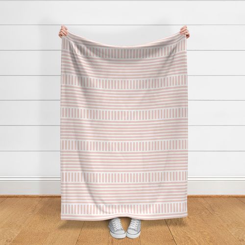 Peachy Pink and White Vertical and Horizontal Stripes