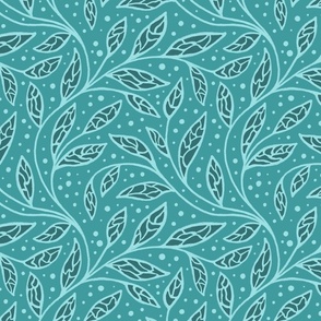 boho intricate curly foliage -light teal blue