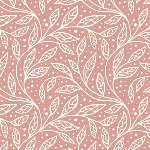 Boho intricate curly foliage -Blush Pink-Ivory