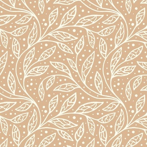 Boho intricate curly foliage-Sand-Ivory