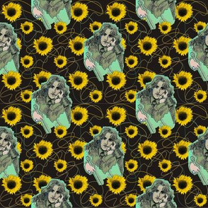 Oscar Wilde in Greens with Organic Shapes & Sunflowers