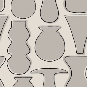 Abstract vases gray on cream
