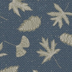 Tossed Rustic Leaf Silhouettes (Jumbo) - Evening Dove, Smoke Stack, Gentleman's Gray, Antique Pewter, Chelsea Gray  (TBS109)