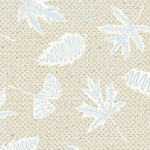 Tossed Rustic Leaf Silhouettes (Jumbo) - Soft Chamois, Shaker Beige, Constellation Blue and October Mist Sage Green (TBS109)