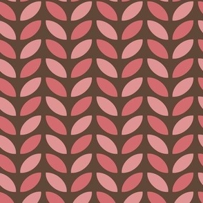 Scandi Leaves | Coral Pink and Brown | Simple Geometric Design