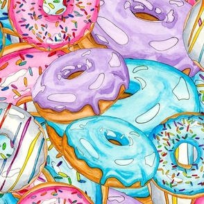 Hand Painted Watercolor Donuts for Sweet Dreams