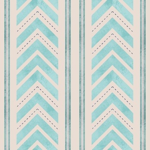 Giant opal green chevron stripes and classic navy sea green bands