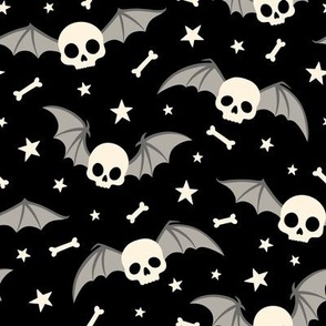 Winged Skulls on Black (Large Scale)