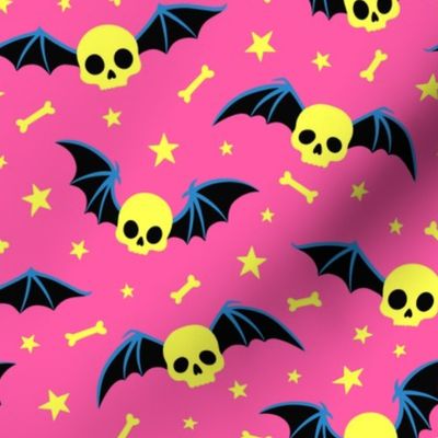 Winged Skulls: Yellow and Pink (Large Scale)