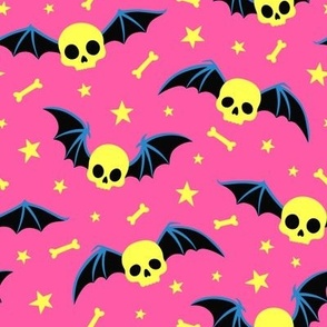 Winged Skulls: Yellow and Pink (Large Scale)