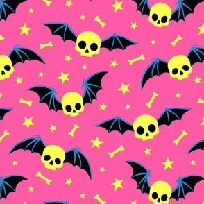 Winged Skulls: Yellow and Pink (Small Scale)