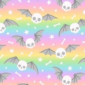 Winged Skulls on Pastel Rainbow Gradient (Small Scale)