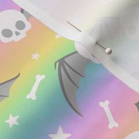 Winged Skulls on Pastel Rainbow Gradient (Large Scale)