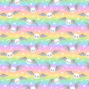 Winged Skulls on Pastel Rainbow Gradient (Large Scale)