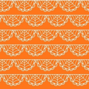 Spider Web Lace: White on Orange (Large Scale)