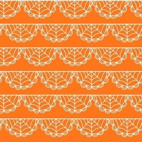 Spider Web Lace: White on Orange (Small Scale)