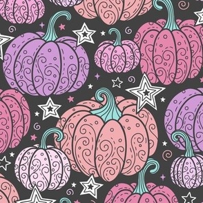 Swirly Pumpkins in Muted Pink & Purple (Large Scale)