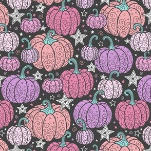 Swirly Pumpkins in Muted Pink & Purple (Small Scale)